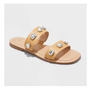 Women's Brit Two Band Embellished Sandals - A New Day size 10